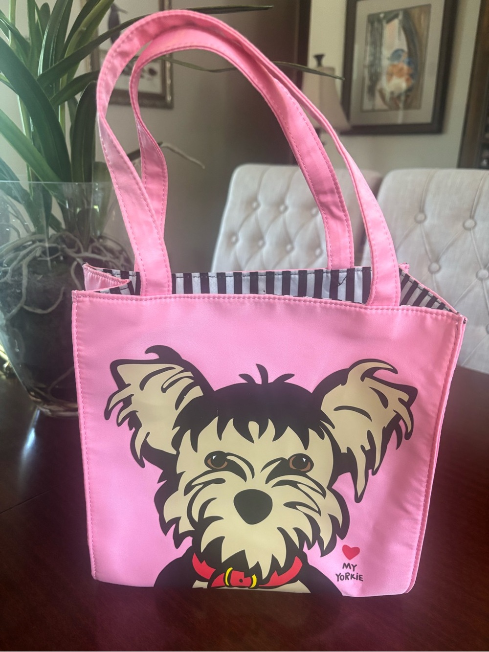Pink Yorkie Graphic Tote Bag for Pets Travel By Marc Tetro 💕🐶💕 NWOT